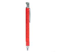 Fine Tipped Alloy Gel Ink Pen with Integrated Ruler, Level, and Measuring Scales for Use (Red)