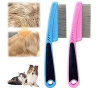 Fine Tooth Comb for Dogs & Cats 2 Pack, Professional Stainless Steel Pet Fine Tooth Comb for Removing Eye Tear Stain & Tangles & Knots, Pet Grooming Combs Dandruff Brushc for Long Haired Dog/Cat (#A)