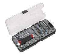 Fine Tooth Ratchet Screwdriver Socket & Bit Set 38pc - Sealey AK64905 New