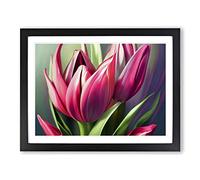 Fine Tulip Flowers Framed Print | A2 Black Framed Wall Art | Ready to Hang | Modern Floral Picture | Living Room Bedroom Lounge Office