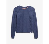 Fine twist cable knit jumper essential round neck women Superdry Bleu L