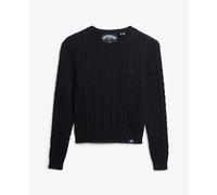 Fine twist cable knit jumper essential round neck women Superdry Bleu L