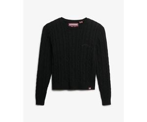 Fine twist cable knit jumper essential round neck women Superdry Noir XS