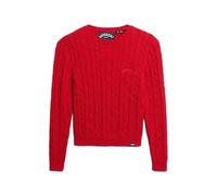 Fine twist cable knit jumper essential round neck women Superdry Rouge L