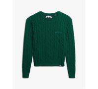 Fine twist cable knit jumper essential round neck women Superdry Vert S