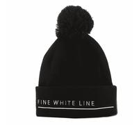 Fine White Line Pom Pom Beanie in Black Fine White Line Black One Size