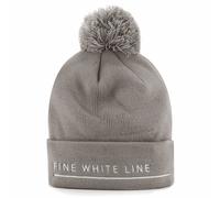 Fine White Line Pom Pom Beanie in Grey Fine White Line Grey One Size