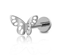 FINE4U - 16G 6mm 8mm ASTM F136 Titanium Cartilage Piercing Jewelry Stud for Tragus Helix Conch Flat, Titanium