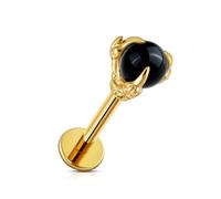 FINE4U 16G ASTM F136 Titanium Dragon Claw Piercing Jewelry Stud with 6mm 8mm post for Conch Helix Tragus Flat, Hypoallergenic Internally Threaded, Titanium, created quartz