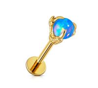 FINE4U 16G ASTM F136 Titanium Dragon Claw Piercing Jewelry Stud with 6mm 8mm post for Conch Helix Tragus Flat, Hypoallergenic Internally Threaded, Titanium, created opal