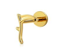 FINE4U 1PC ASTM F136 Titanium Internally Threaded Piercing Jewelry Stud 16G 6mm 8mm for Helix, Tragus, Conch, Flat, Titanium, no gemstone
