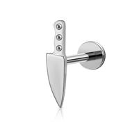 FINE4U 1PC ASTM F136 Titanium Internally Threaded Piercing Jewelry Stud 16G 6mm 8mm for Helix, Tragus, Conch, Flat, Titanium, no gemstone