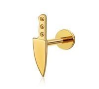 FINE4U 1PC ASTM F136 Titanium Internally Threaded Piercing Jewelry Stud 16G 6mm 8mm for Helix, Tragus, Conch, Flat, Titanium, no gemstone
