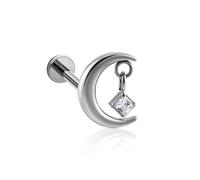 FINE4U 1PC ASTM F136 Titanium Mini Threadless Flat Back Stud 18G 6mm 8mm for Conch Helix Flat Tragus Labret, Titanium