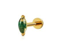 FINE4U 1PC ASTM F136 Titanium Piercing Jewelry for Tragus Conch Helix Flat Labret 16G 6mm 8mm, Cartilage Earring Flatback Stud, Titanium, created quartz