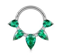 FINE4U 1PC ASTM F136 Titanium Septum rings, Nose Ring Hoop 16G 8mm 10mm, 16G(1.2mm), 3/8"(10mm), Titanium, cubic zirconia