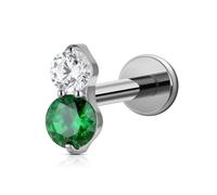 FINE4U 1PC Piercing Jewelry Stud 16G/18G 6mm 8mm - ASTM F136 Titanium Flat back Stud for Conch Tragus Helix Flat, 18G(1.0mm) Threadless, Titanium, cubic zirconia