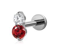 FINE4U 1PC Piercing Jewelry Stud 16G/18G 6mm 8mm - ASTM F136 Titanium Flat back Stud for Conch Tragus Helix Flat, 18G(1.0mm) Threadless, Titanium, cubic zirconia