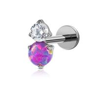 FINE4U 1PC Piercing Jewelry Stud 16G 6mm 8mm - ASTM F136 Titanium Flat back Stud for Conch Tragus Helix Flat, Titanium, no gemstone