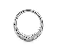 FINE4U ASTM F136 Titanium Nose Ring Hoop 16G 8mm 10mm for Daith, Septum, Cartilage Earring, 16G(1.2mm), 3/8"(10mm), Titanium, cubic zirconia