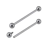 FINE4U ASTM F136 Titanium Straight Barbell Rings for Women & Men,Internally Threaded Hypoallergenic Body Piercing Jewelry Gift for Nipple/Tongue/Industrial, Nickel Free, Titanium, no gemstone