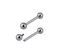 FINE4U ASTM F136 Titanium Straight Barbell Rings for Women & Men,Internally Threaded Hypoallergenic Body Piercing Jewelry Gift for Nipple/Tongue/Industrial, Nickel Free, Titanium, no gemstone
