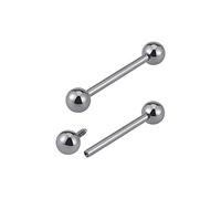 FINE4U ASTM F136 Titanium Straight Barbell Rings for Women & Men,Internally Threaded Hypoallergenic Body Piercing Jewelry Gift for Nipple/Tongue/Industrial, Nickel Free, Titanium, no gemstone