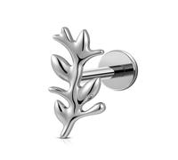 FINE4U Conch Piercing Jewelry for Women 16G 6mm 8mm - ASTM F136 Titanium Twigs Cartilage Earring For Helix Tragus, Flat Back Earring Stud, Labret Ring