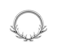 FINE4U Daith Piercing Jewelry 16G 10mm - ASTM F136 Titanium Branch Leaf Septum Ring, Implant Grade Cartilage Earring, Hinged Clicker, Nose Rings Hoops