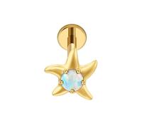 FINE4U Titanium Internally Threaded Stud - Opal Starfish Gold, 16G 6&8mm
