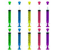 FINEASY 10 Pack 10ml Plastic Syringe with Cap, Colourful Syringe Reusable, Disposable Sterile Syringes for Scientific Labs Measuring Baby Medicine Dispensing Animal Feeding Plant Watering