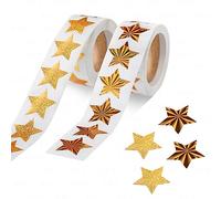 FINEASY 1000Pcs Gold Star Stickers for Children, 2 Rolls Reward Sticker Metallic Golden Star Stickers for Kids, Roll Star Shape Self Adhesive Label for DIY Crafts Teachers Parents School Classroom