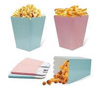 FINEASY 22 Pcs Popcorn Boxes, Popcorn Bags Striped Paper Candy Container, Cardboard for Party, BBQ, Movie Night, Birthday Party Cinema Home Treats, Kids - Pink Blue (Pink+Blue)