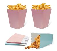 FINEASY 22 Pcs Popcorn Boxes, Popcorn Bags Striped Paper Candy Container, Cardboard for Party, BBQ, Movie Night, Birthday Party Cinema Home Treats, Kids - Pink Blue (Pink)