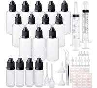 FINEASY 25 Pcs Dropper Bottles 50ml & 10ml, Plastic Squeezable Eye Dropper Bottles with Funnel Pipette & Label