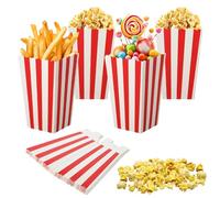 FINEASY 40 Pcs Popcorn Boxes, Popcorn Bags Striped Paper Candy Container, Cardboard for Party, BBQ, Movie Night, Birthday Party Cinema Home Treats, Kids (Stripes)