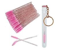 FINEASY 51 Pieces Disposable Mascara Brushes, Eyelash Brushes with 1 Tube for Eyelashes, Disposable Eyelash Brush, Eyelash Applicator Mascara for Eyebrow Eyelash Extension (Pink)