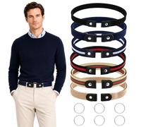 FINEASY No Buckle Belts for Men Women, 6PCS Elastic Belt Buckless Invisible