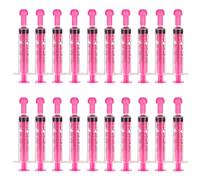 FINEASY Plastic Syringe with Cap, 5ml&10ml Disposable Sterile Syringes, Syringe Reusable for Animal Feeding Scientific Labs Measuring Baby Medicine Dispensing Plant Watering,Pink (5ml/20pcs)
