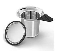 FineBru Stainless Steel Loose Leaf Tea Infuser with Mirror-Finish Lid & Heat Proof Handle - Extra Fine Mesh, Dishwasher Safe - Perfect for Tea Lovers (Pack of 1)