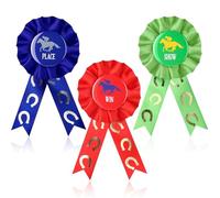 FineCheer 3 Pcs Horse Race Award Ribbons for Racing Winners Competition Horses Show Prize Ribbons Derby Horse Racing Festival Event Contest Sport Holiday Gift