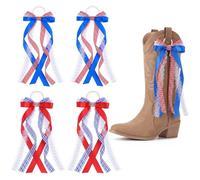 FineCheer 4 Pcs Football Boot Bow Super Ribbon Game Day Boot Bows Clip Decor Removable for American Football Party Favor DIY Accessories, 3.1 x 5.9 inches / 8 x 15 cm