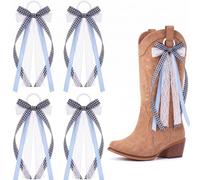 FineCheer 4 Pcs Football Boot Bow Super Ribbon Game Day Boot Bows Clip Decor Removable for American Football Party Favor DIY Accessories, 2.6 x 7.1 inches