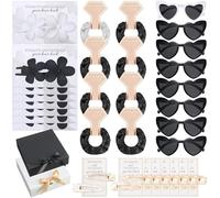 FineCheer 40 Pcs Bridesmaid Proposal Gifts Set Maid of Honor Gifts Flower Hair Claws with Card Satin Scrunchies Bachelorette Hair Clip Heart Sunglasses for Women Wedding Party Favors (White, Black)