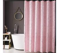 FINECITY Pink Shower Curtain Set - Metallic Silver Foil Tree Branch Pattern Print Grommet Shower Curtain with 12 Hooks for Bathroom (NOT Waterproof), 72 x 72 Inch, Silver Pink