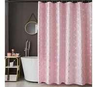 FINECITY Pink Shower Curtain Silver Moroccan Pattern with 12 Hooks Included, 72 x 72 Inch, 1 Panel