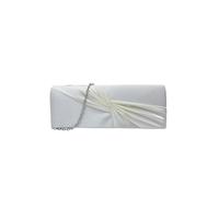 Finecy In Elegant Pleated Evening Cream Clutch Bag with Chain Strap - Satin Formal Handbag for Weddings, Parties & Special Occasions