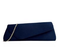 Finecy In Evening Clutch Bag Envelope Wedding Ladies Party Prom Plain Handbag Gold Chain (Navy)