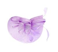 Finecy In Flower Feather Hair Hat Fascinator Headband Clip Wedding Royal Ascot Formal Race Lilac