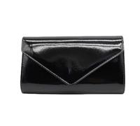 Finecy In Glossy Envelope Clutch Bag With Detachable Chain Strap, Lovely Clutch for Wedding Bridal Prom Cocktail Party Ladies Evening Bag for Women New (Black)